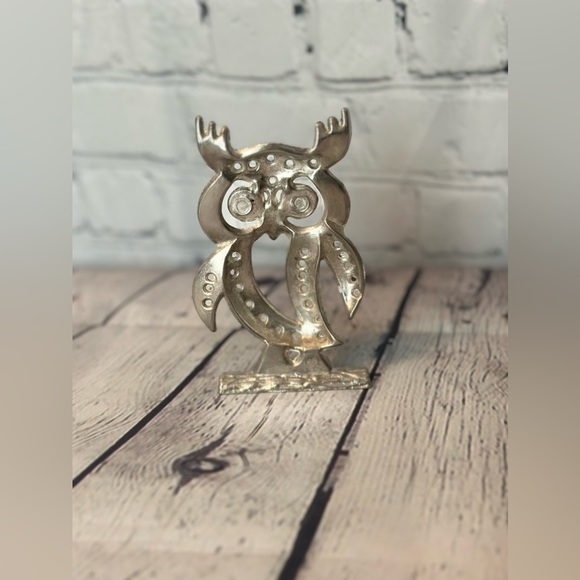 VINTAGE Albert E Price Standing Owl Figurine Ornament Display Silverplated 🌱 - Picture 2 of 3